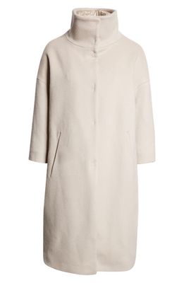Herno Oversize Luxury Virgin Wool Cocoon Coat with Removable Bib and Cuffs in Chantilly