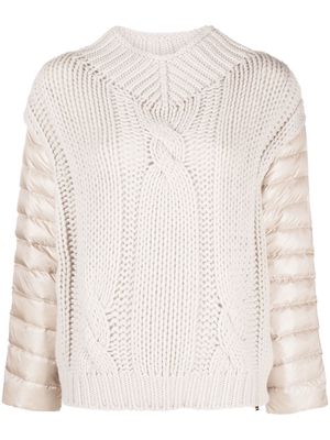 Herno padded cable-knit jumper - Neutrals