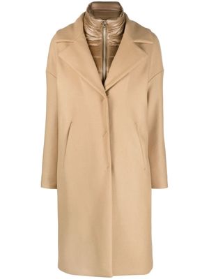 Herno padded-collar single-breasted coat - Neutrals