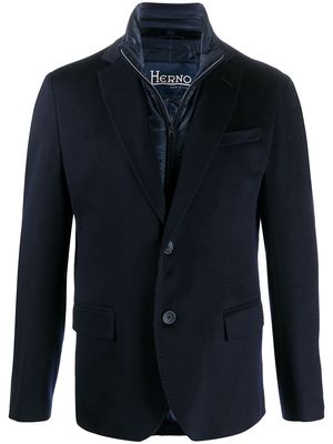 Herno padded-detail single-breasted blazer - Blue
