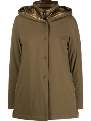 Herno padded-hood snap-fastening jacket - Green