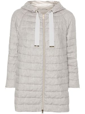 Herno padded hooded linen coat - Grey