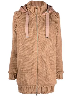 Herno padded-panel knitted jacket - Brown