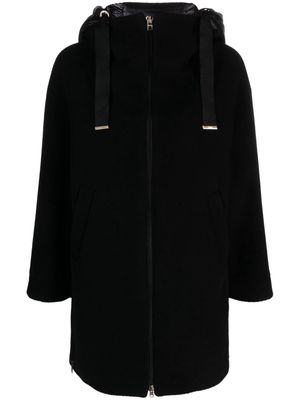 Herno padded-panels virgin wool hooded coat - Black