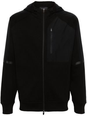 Herno panelled-design zip-up hoodie - Black