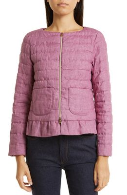 Herno Patch Pocket Water Repellent Linen Down Jacket in 4110 /Orchid