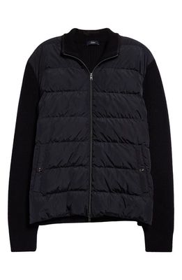 Herno Quilted & Knit Bomber Jacket in Blu Navy