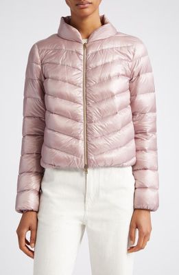 Herno Quilted Water Resistant Down Crop Puffer Jacket in 4025 Lilac