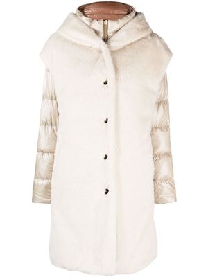 Herno reversible faux-shearling puffer - Neutrals