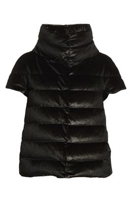 Herno Satin Finish High-Low Down Jacket in 9300 /Nero