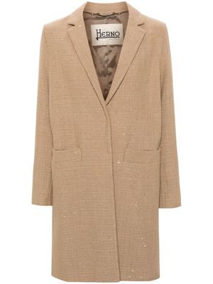 Herno sequined single-breasted coat - Neutrals