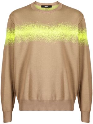Herno spray-paint effect knit sweatshirt - Brown