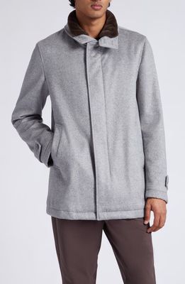Herno Storm System Waterproof Cashmere Car Coat in Silver