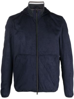 Herno suede-effect hooded jacket - Blue