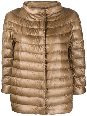 Herno three-quarter sleeve quilted jacket - Brown