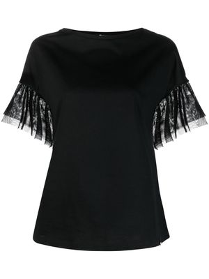 Herno tulle-insert cotton T-shirt - Black