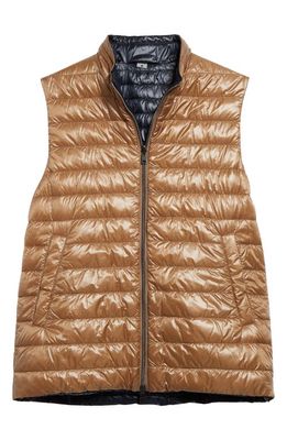 Herno Ultralight Reversible Water Resistant Nylon Down Puffer Vest in 2192 Camel To Navy