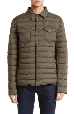 Herno Water Repellent Quilted Nylon Shirt Jacket in 7745-Verde Militare