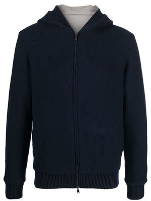Herno zip-up knitted hoodie - Blue