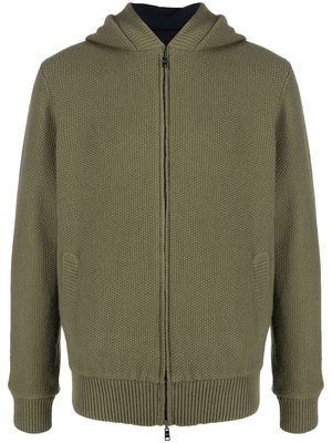 Herno zip-up knitted hoodie - Green