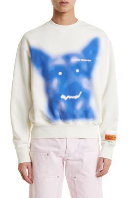 Heron Preston Beware of Dog Graphic Sweatshirt in White Blue