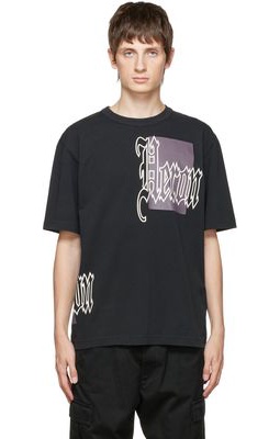Heron Preston Black Gothic Color Blocks T-Shirt