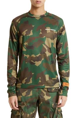 Heron Preston Camouflage Technical Long Sleeve T-Shirt in Camo Green Whi
