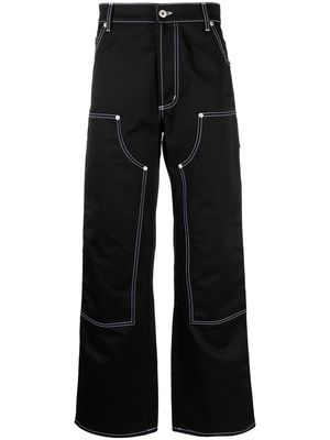 Heron Preston contrast-stitching wide-leg trousers - Black