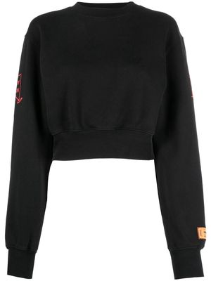 HERON PRESTON cropped logo-print sweatshirt - Black