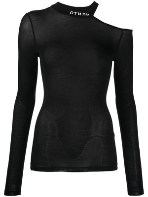 Heron Preston CTNMB-embroidered cold-shoulder T-shirt - Black
