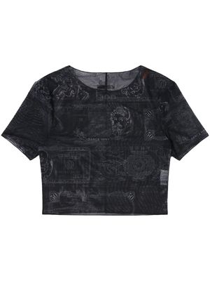 Heron Preston Currency-print mesh T-shirt - Black