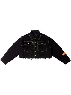 Heron Preston distressed cropped denim jacket - Black