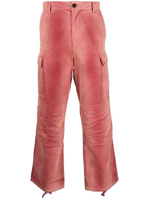 Heron Preston distressed-effect cotton cargo trousers - Red