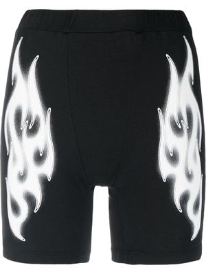 Heron Preston flame-print biker shorts - Black