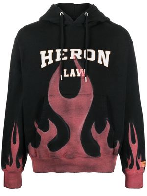 Heron Preston flame-print cotton hoodie - Black
