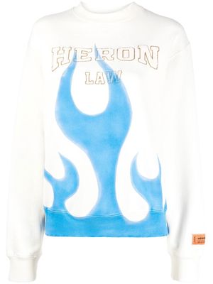 Heron Preston flame-print crew-neck sweatshirt - White
