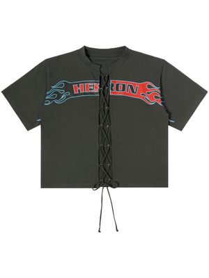 Heron Preston Flaming lace-up T-Shirt - Black
