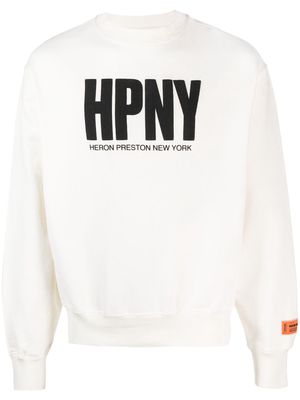 Heron Preston flocked logo cotton sweatshirt - White