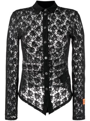Heron Preston floral-lace button-up shirt - Black