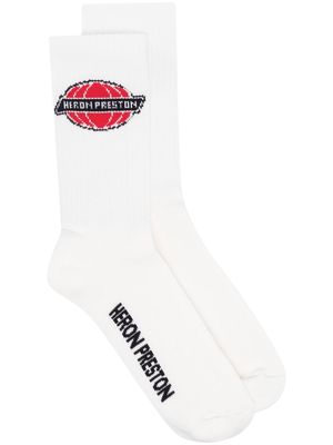 Heron Preston Globe long socks - White