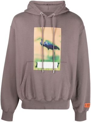 Heron Preston graphic-print drawstring hoodie - Grey