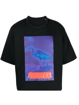 Heron Preston graphic-print oversize T-shirt - BLACK NAVY BLUE