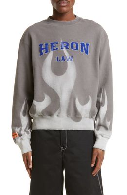 Heron Preston Heron Law Flames Graphic Sweatshirt in Grey White