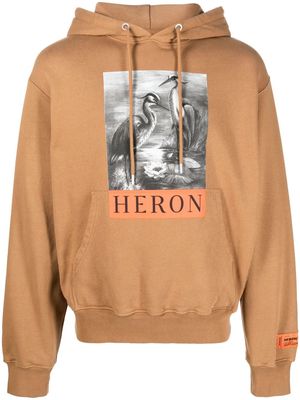 Heron Preston Heron monochrome-print hoodie - Brown