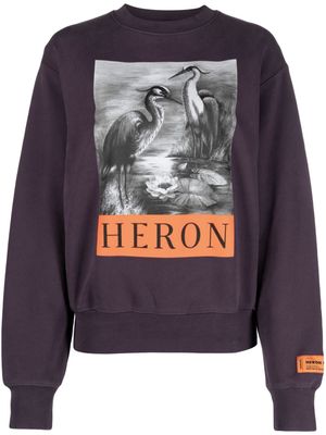 Heron Preston Heron-print cotton sweatshirt - Purple
