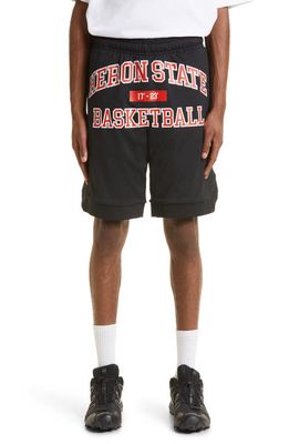 Heron Preston Heron State Mesh Basketball Shorts in Black Red