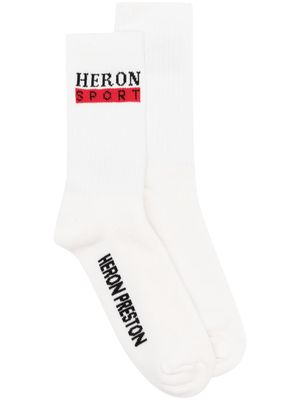 Heron Preston intarsia logo socks - White