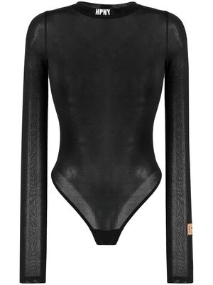Heron Preston logo-collar fine knit bodysuit - Black