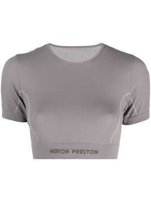 Heron Preston logo-detail cropped performance top - Grey