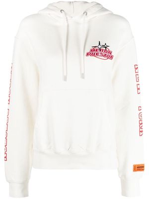Heron Preston logo-embroidered drawstring hoodie - Neutrals